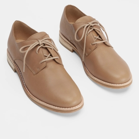 Eileen Fisher Laceup Mocasin Women Shoes Tan Color Leather Upper And Soles
